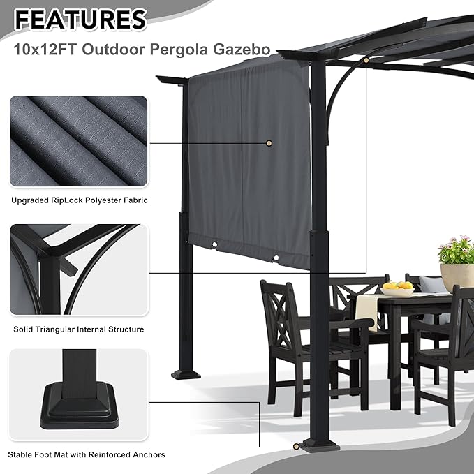 MASTERCANOPY 10x12ft Outdoor Retractable Pergola - Image 3