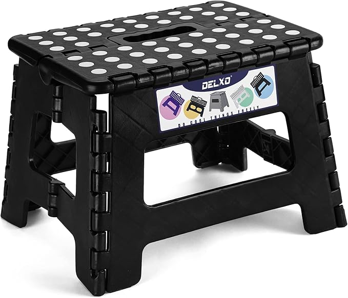 Delxo 9 Inch Folding Step Stool, Portable Collapsible Step Stool by Delxo
