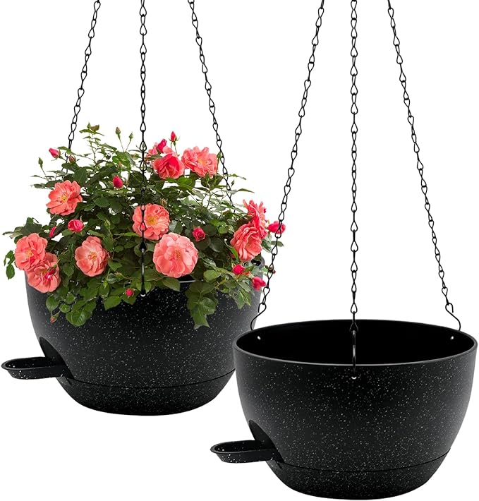 WOUSIWER Self Watering Hanging Planters, 2 Pack 10'' Plastic Pots by WOUSIWER