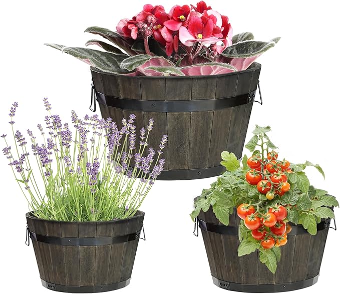 Idzo Set of 3 Wooden Flower Planters - Image 3
