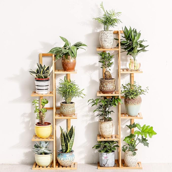 Bamboo 6 Tier 7 Potted Plant Stand Rack Multiple Flower Pot Holder Shelf Indoor - Image 5