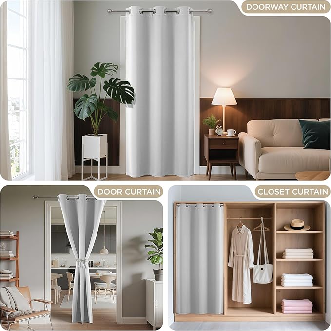 Joydeco Blackout Door Curtain for Doorway Privacy 80 Inches Long, Grommet - Image 4