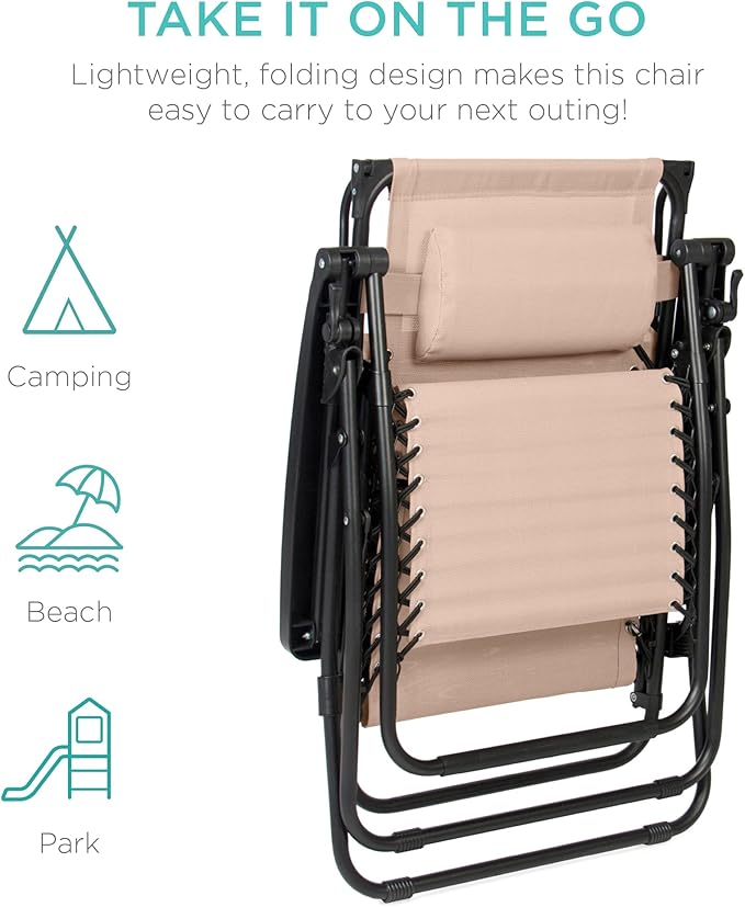 Best Choice Products Folding Zero Gravity Outdoor Recliner Patio Lounge Chair - Image 8
