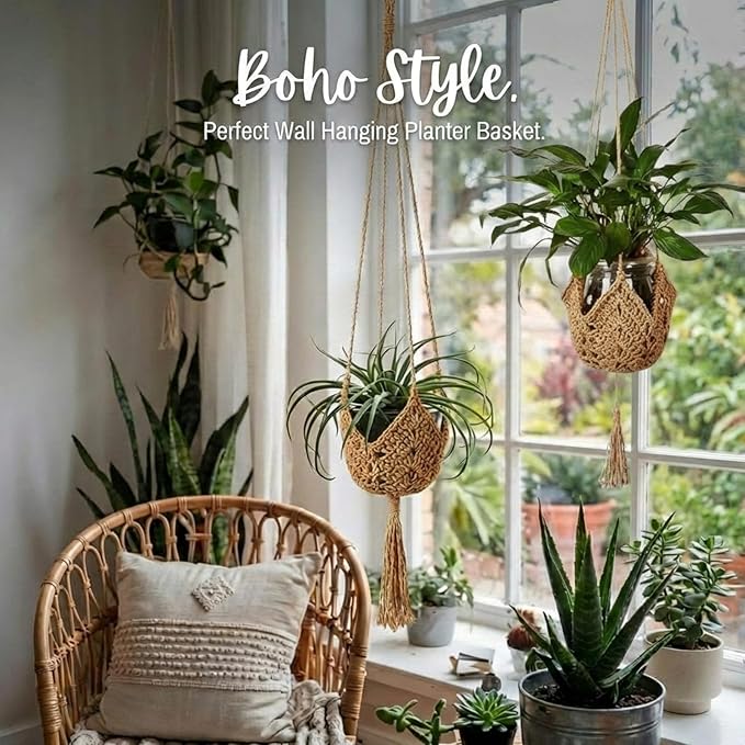 Shappy 1 Pack Jute Crochet Long Plant Hanger - Image 4