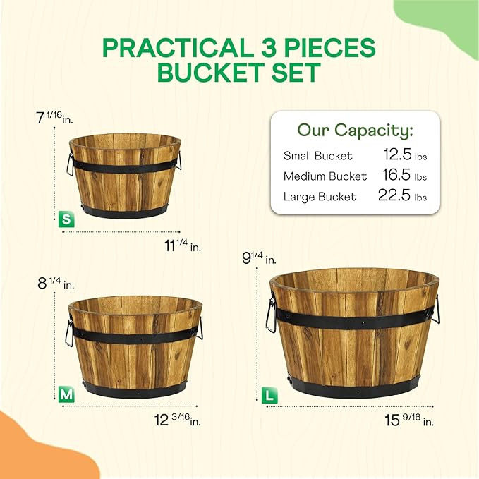 Idzo Set of 3 Wooden Flower Planters - Image 4