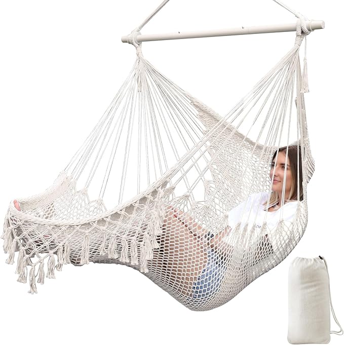 Chihee Hammock Chair Super Large Soft-Spun Cotton Rope Weaving Hanging Chair by Chihee
