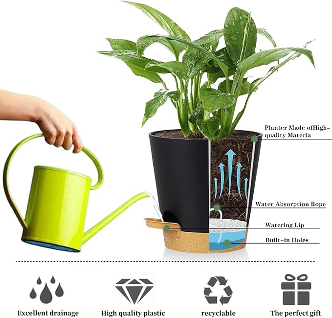 5 Pack 5 inch Self-Watering Pots, African Violets Planter - Image 6