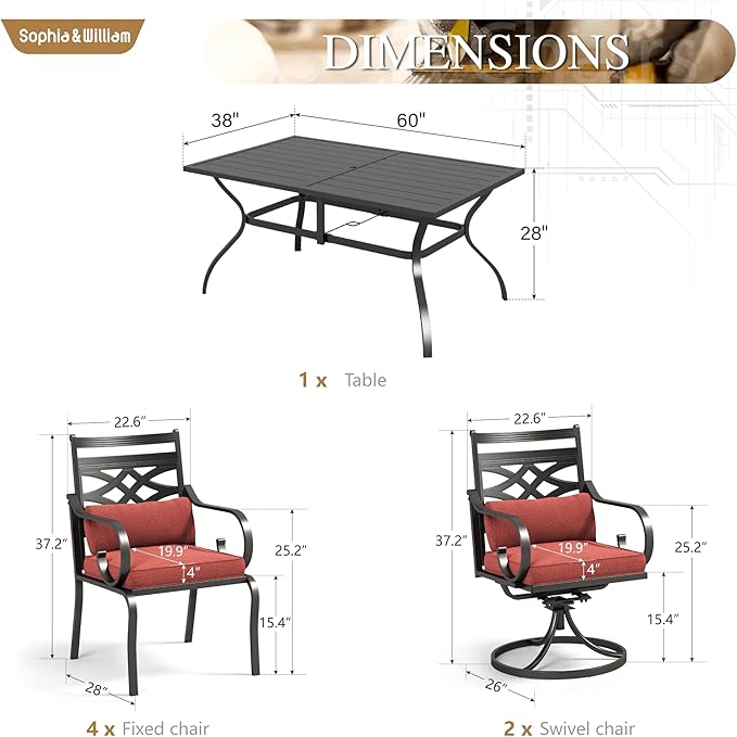 Sophia and William Outdoor Patio Dining Set - Image 6