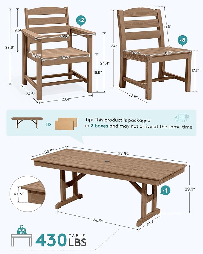 SERWALL 11 Piece Outdoor Dining Set - Image 2