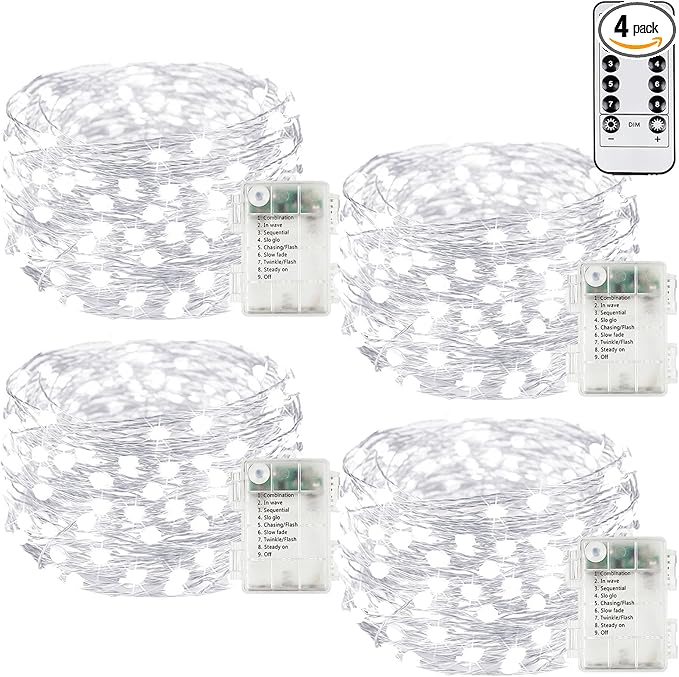 4Pack 80Ft 240LED Fairy Lights Battery Operated by BHCLIGHT
