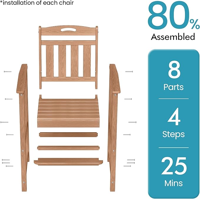 Ciokea Heavy Duty Bar Height Chair, 380lbs Outdoor Adirondack Tall Bar Chair - Image 8