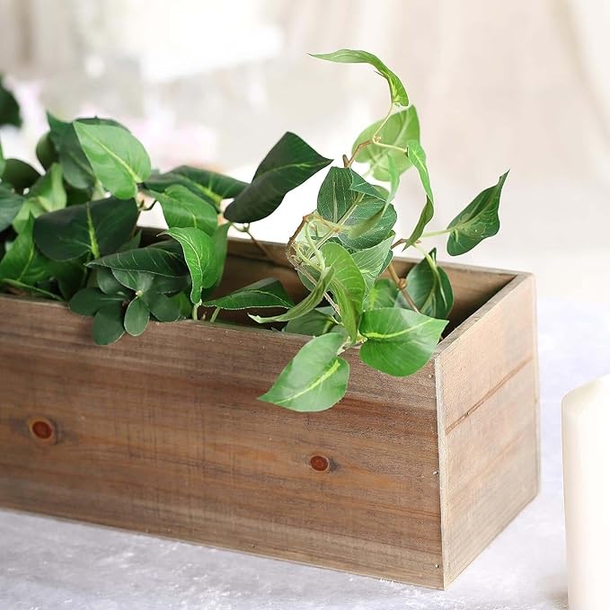 Efavormart 24"x6" Natural Rectangular Wood Planter Box Set - Image 8
