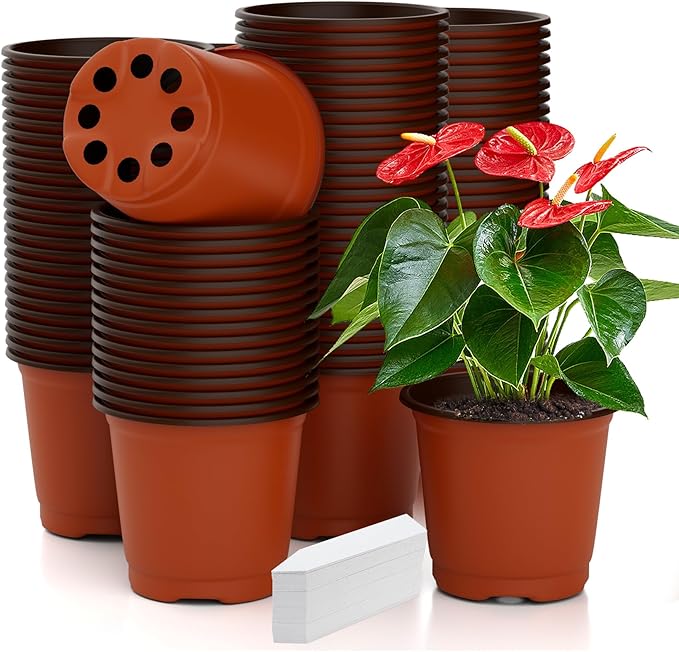 Nursery Pots 100 PCS 6 Inch Plant Pots by Cidenbio