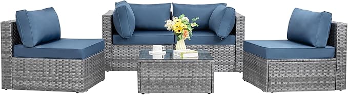 Shintenchi 5 Pieces Outdoor Patio Sectional Sofa Couch - Image 3