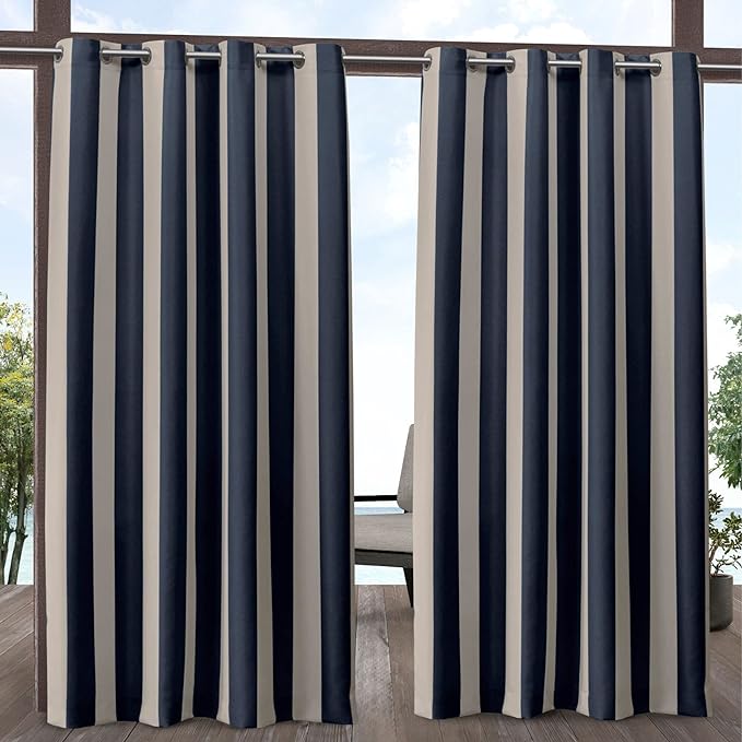 Exclusive Home Canopy Stripe Indoor/Outdoor Grommet Top Curtain Panel by Exclusive+Home