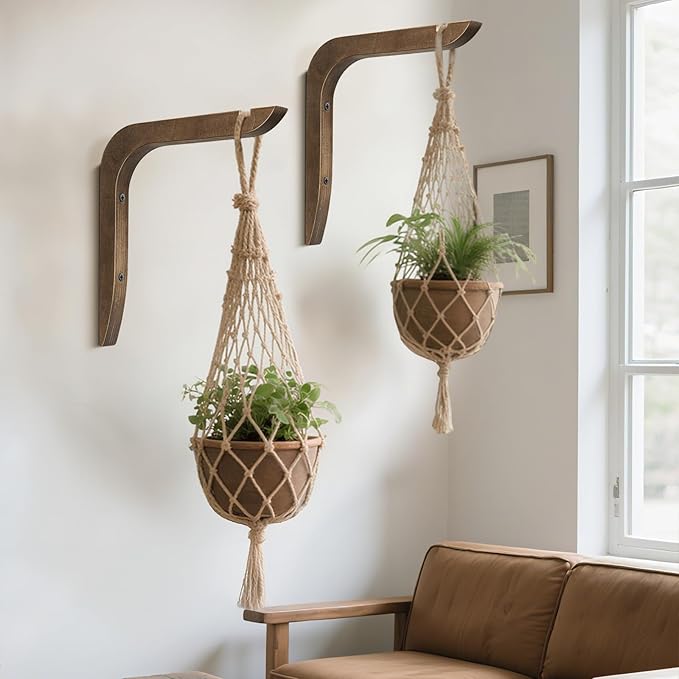 Wooden Plants Hanger, Plant Hangers Indoor Wall Mount, 8.58-Inch Hanging Plant - Image 3