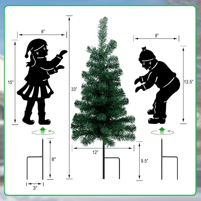 Solar Outdoor Christmas Tree, 3 Pack Christmas Outdoor Decorations - Image 6