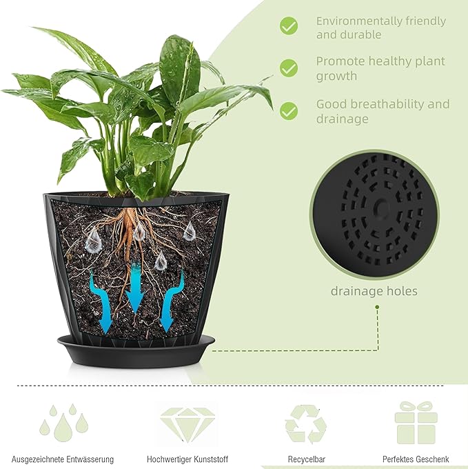 4/4.5/5/5.5/6/6.5/7 Inch Plant Pots, 7 Pack Flower Pots - Image 3