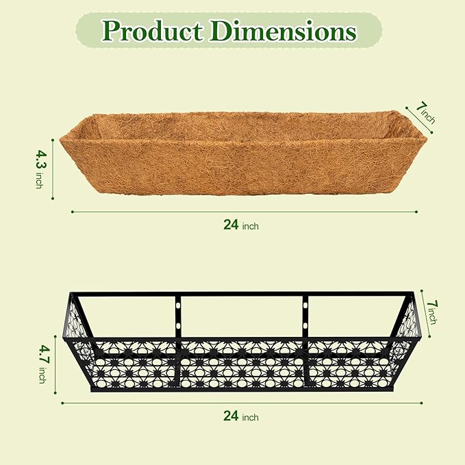 SPECILITE 24" Window Boxes Planters, Heavy Duty Metal Railing Planter Boxes - Image 7