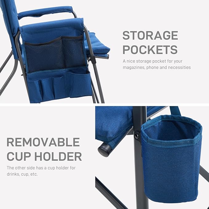 EVER ADVANCED Lightweight Folding Rocking Camping Chair, Padded Portable Rocker - Image 8