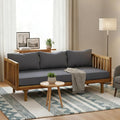 Merax Solid Acacia Wood Couch Chaise Lounge Chair Indoor, 3 Seater Daybed Sofa by Merax