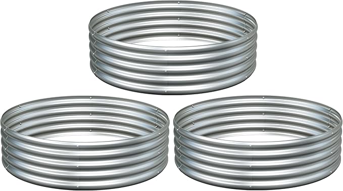 3PCS 4x4x1FT Galvanized Raised Garden Bed Kit, Vegetable Boxes-Round Metal by Yortrek