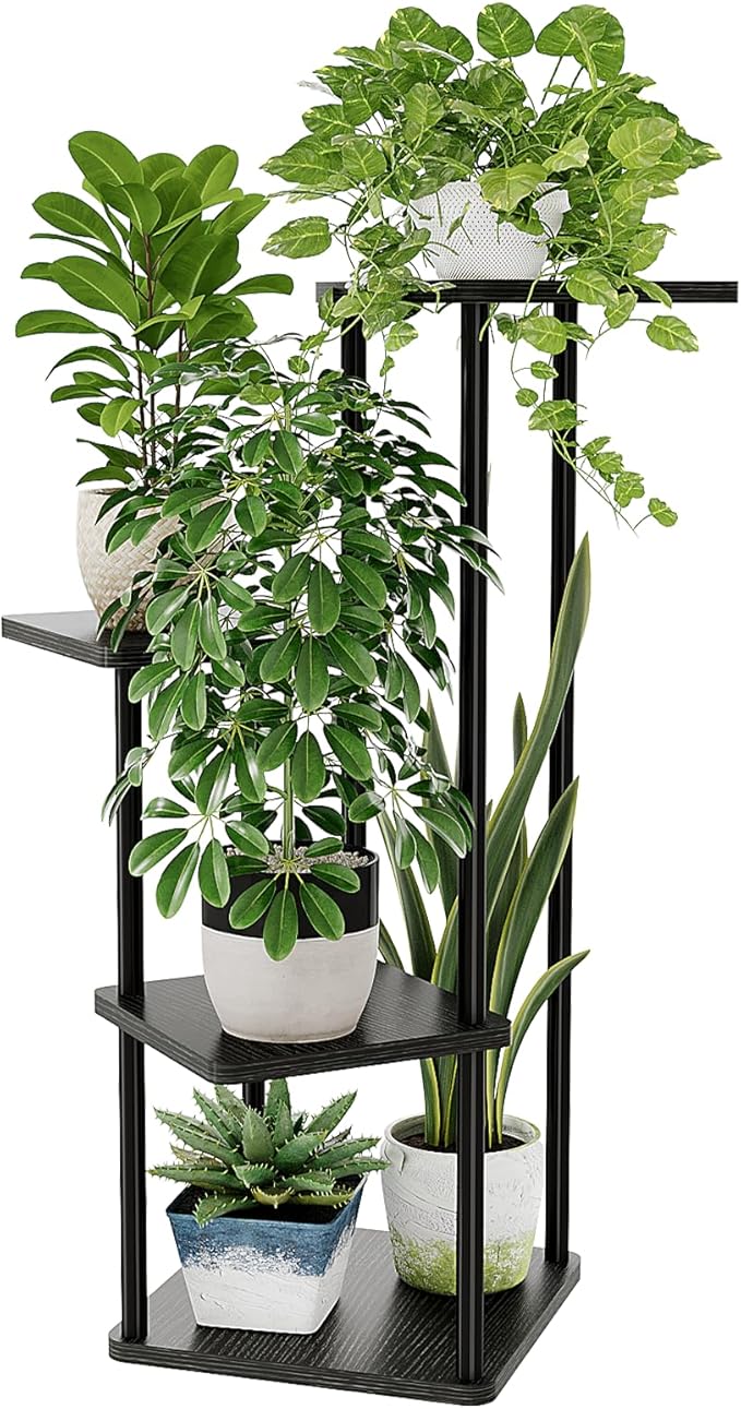 Bamworld Small Plant Stand Indoor 4 Tier Metal Plant Shelf by Bamworld