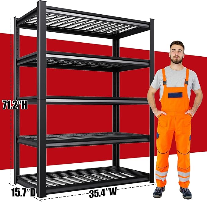 Set of 2 71"H Garage Shelving-3000LBS 5 Tier Storage Shelves, Adjustable Heavy - Image 3