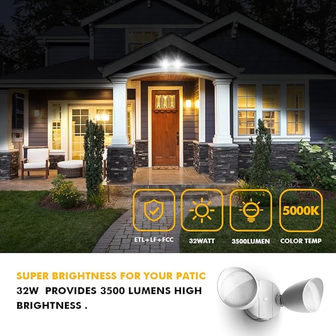 LUTEC 6222W 3500 Lumen 32 Watt 28 LED Dual-Head Floodlight Outdoor, Full Metal - Image 3