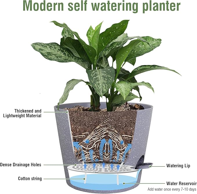 12 inch Large Self Watering Pots - Image 4