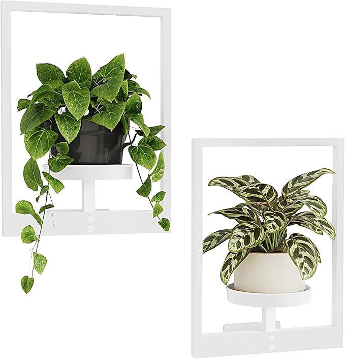 Bamworld White Plant Stand Indoor, Plant Hanger Wall Planters by Bamworld