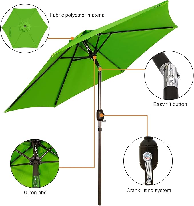 Blissun 7.5 ft Patio Umbrella, Yard Umbrella, Outdoor Market Umbrella - Image 2