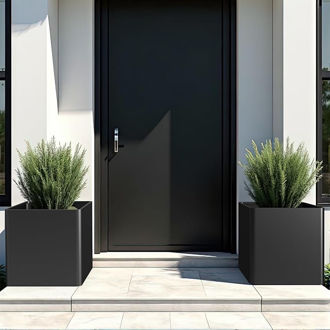 Large Metal Square Planter 24" L x 24" W x 24" H, Heavy Duty Black Large - Image 6