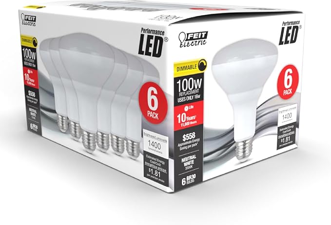 Feit Electric BR30 LED Light Bulbs, 100W Equivalent, E26 Standard Base - Image 2