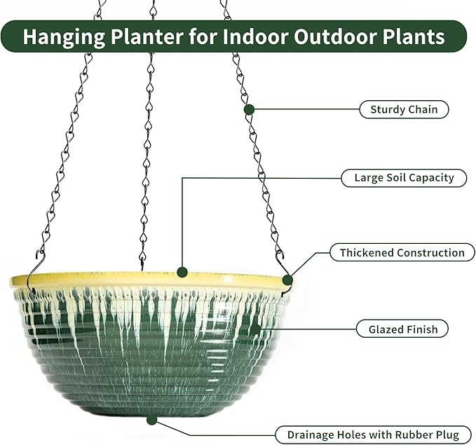 12 inch Large Hanging Planters for Indoor Outdoor Plants, Hanging Baskets for - Image 4