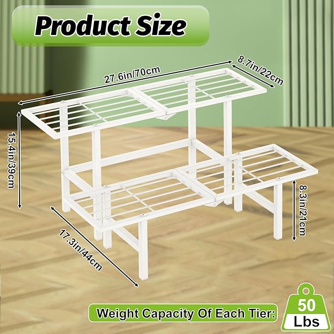 2 Tier Metal Plant Stand Outdoor Indoor, Separated Tiered Outdoor Folding Plant - Image 3