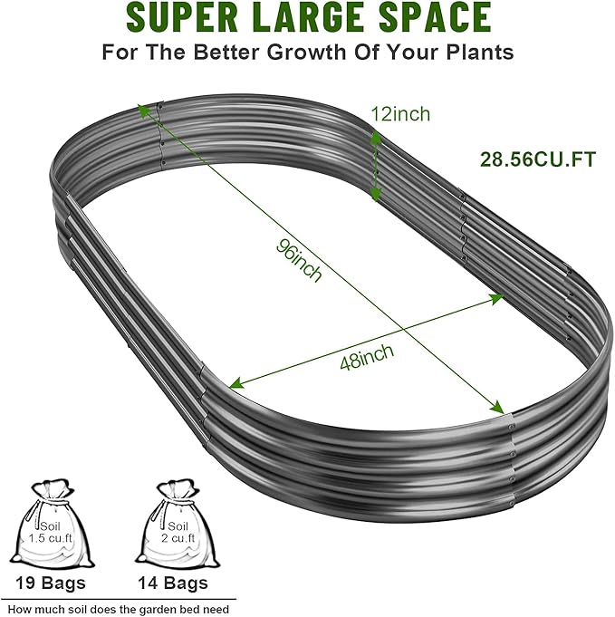 Land Guard 8×4×1 ft Galvanized Raised Garden Bed Kit，Raised Garden Boxes Outdoor - Image 3