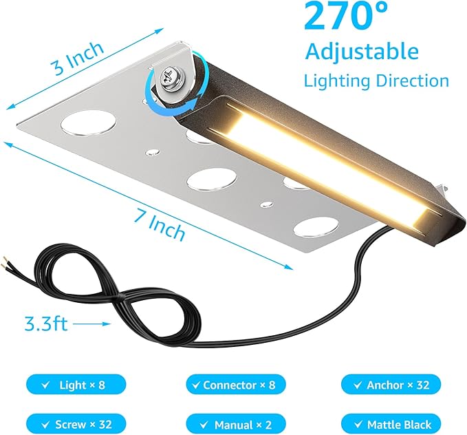 SUNVIE 8-Pack 7 Inch Retaining Wall Lights 5W LED Waterproof Hardscape Lighting - Image 7