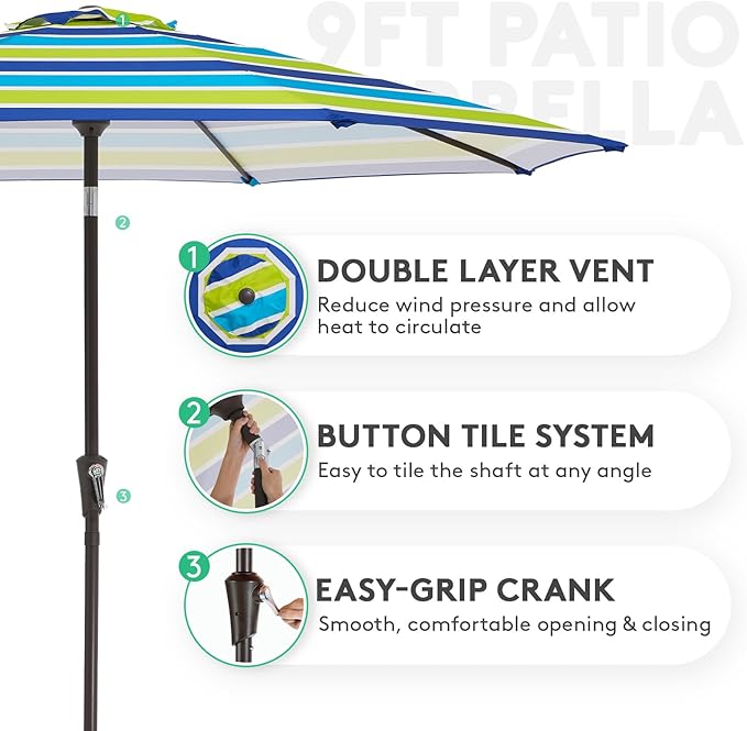 JEAREY 9FT Outdoor Patio Umbrella Outdoor Table Umbrella - Image 2