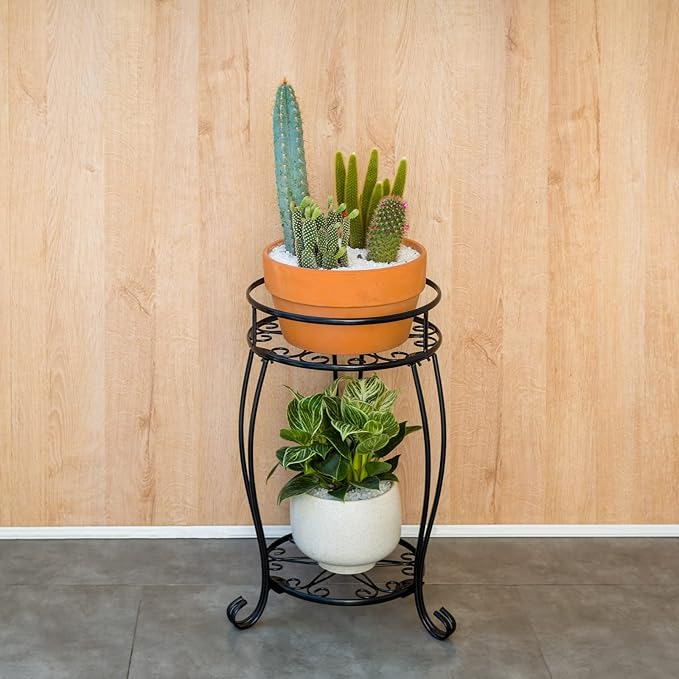 FaithLand 2 Pack Plant Stands, Heavy Duty Metal Planter Holder Indoor Outdoor - Image 4