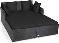 Tangkula Outdoor Rattan Daybed, Wicker Furniture by TANGKULA