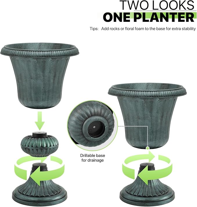 Magshion 20" Urn Planter for Outdoor and Indoor Plants, Large Decorative Front - Image 5
