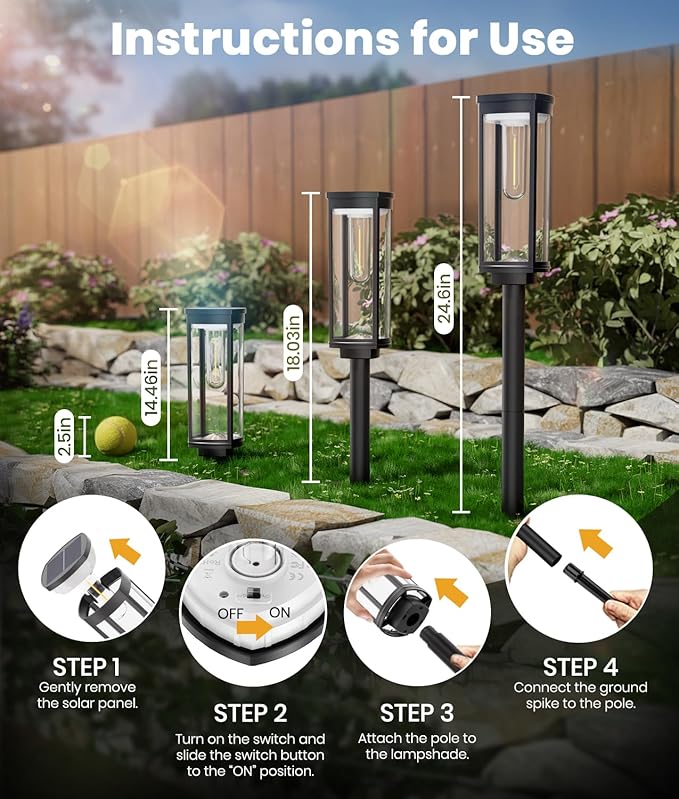 Solar Pathway Lights Outdoor Warm White 8-Pack Waterproof IP65, Auto On/Off - Image 7