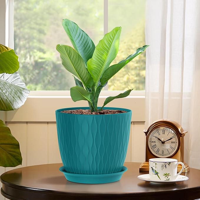 7 inch Flower Pots, 5 Pack Plant Pots - Image 5