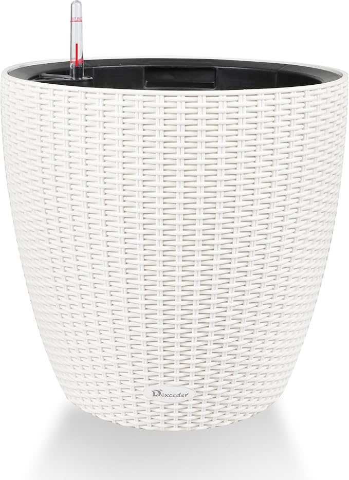 Dexceder 18x17 Inches Rattan Self Watering Planter Indoor Outdoor, Inner Pot by Dexceder