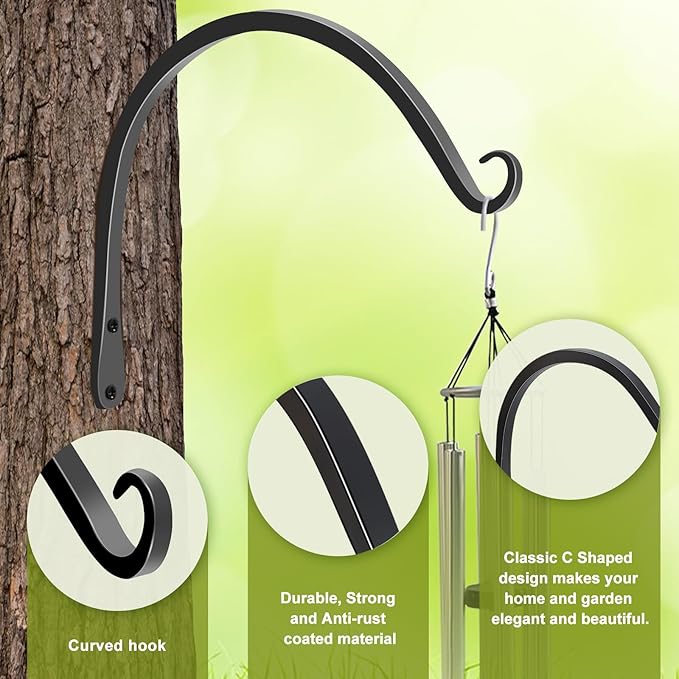 FEED GARDEN 2 Pack 10 Inch Hanging Plant Bracket Wall Hooks Decorative Plant - Image 3
