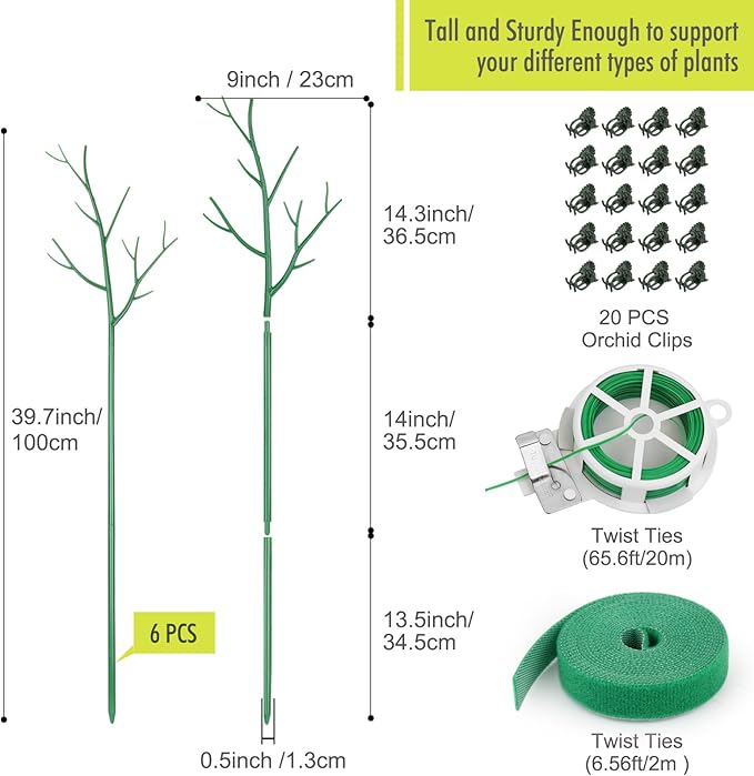 6 Pack Plant Support Stakes for Indoor Plants, 39.37 Inch Tall Twig Plant Sticks - Image 3