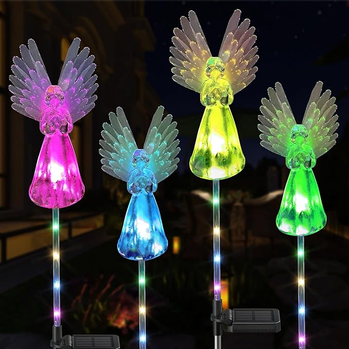 4 Pack Solar Angel Lights Outdoor Decor, Decorative Color Changing Waterproof by XKYQSY