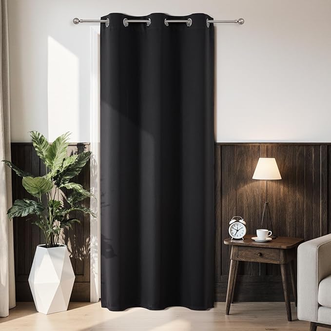 Joydeco Blackout Door Curtain for Doorway Privacy 80 Inches Long, Grommet by JOYDECO