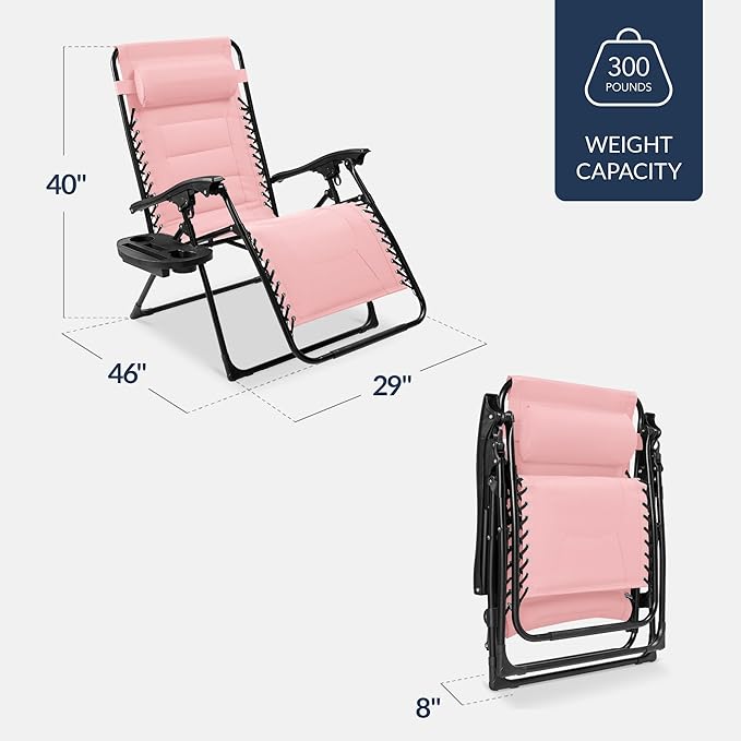 Best Choice Products Oversized Padded Zero Gravity Chair, Folding Outdoor Patio - Image 2